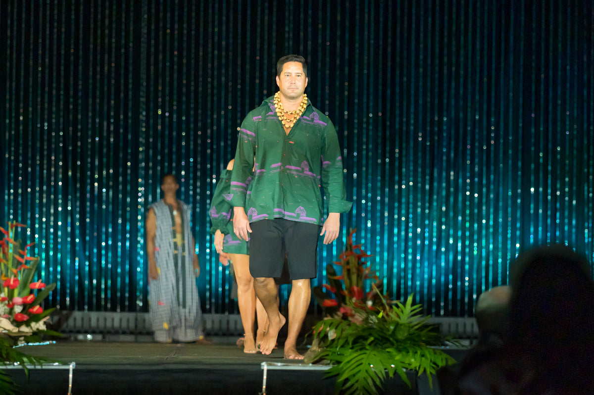 KŪ'ULA Long Sleeve Aloha Shirt Loko i'a Kuapā
